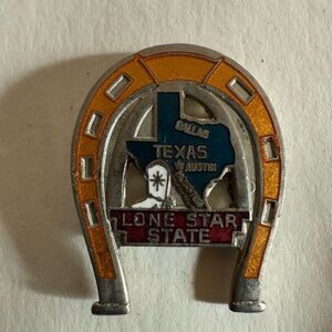 Rare vintage Texas Lone Star State Horseshoe Hat pin
